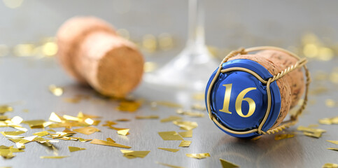 Champagne cap with the Number 16