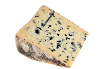 Morceau de bleu des Causses en gros plan sur fond blanc