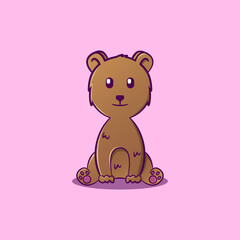 Cute baby bear sit cartoon vector illustration