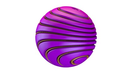 3d rendering of an abstract purple sphere with a wavy surface. The sphere is isolated on a white background.