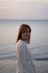 Kaliningrad, Russia. Young female on the seaside