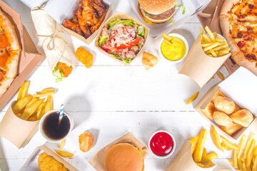 Delivery food, fast-food background