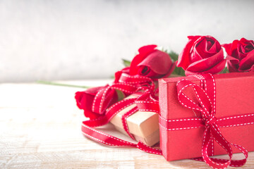 Red Roses and Gift for Valentines