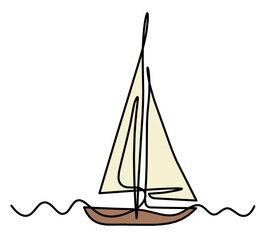 Abstract boat as line drawing on white background. Vector	
