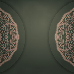 Green leaflet with Greek brown ornamentation is ready for print.