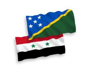 Flags of Solomon Islands and Syria on a white background