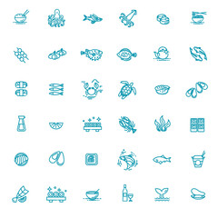Simple Set of Sea Food Related Vector Line Icons