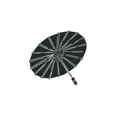 Japanese Umbrella Icon Silhouette Illustration. Parasol Oriental Vector Graphic Pictogram Symbol Clip Art. Doodle Sketch Black Sign.