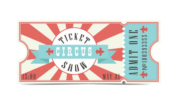 Circus ticket in red and blue