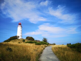 Sommer auf Insel Hiddensee, Leuchtturm Dornbusch, 
Ostsee