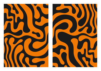 abstract background with stripes of tiger skin. Dark stripes of tiger on orange background. A4 3D template for cover or calendar. Vector