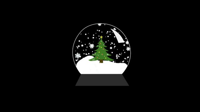 Christmas Tree In Snow Globe Transparent Video