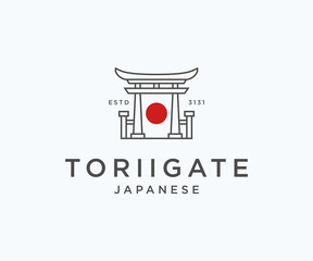 Torii gate japanese logo icon design template vector
