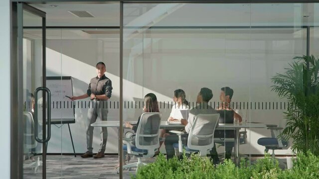 Business people having meeting in board room,4K