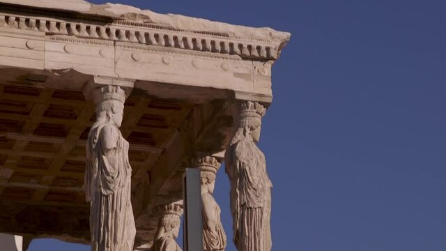 Female figures as columns at the Acropolis, Athens, Greece.