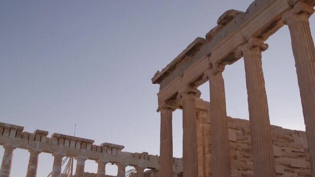 At the Parthenon during sunset, at the Acropolis, Athens, Greece.