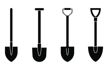 Shovel icon. Shovel for digging and construction. Set of shovels. Hand tool icon. Vector illustration. Shovel symbols - obrazy, fototapety, plakaty