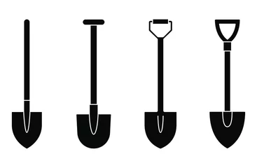 Poster Shovel icon. Shovel for digging and construction. Set of shovels. Hand tool icon. Vector illustration. Shovel symbols © chekman