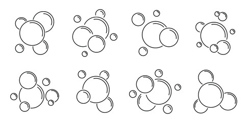 Bubbles icon. Foam line icon. Vector illustration. Set linear icons of bubbles or foam.