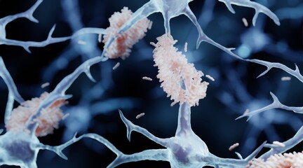 Amyloid plaque forming between neurons in Alzheimer disease