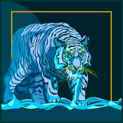 Water Tiger symbol of 2022 year, walking toward you
