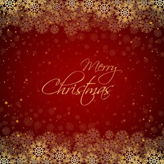 Fototapeta na wymiar Merry christmas red background with snowflakes vector