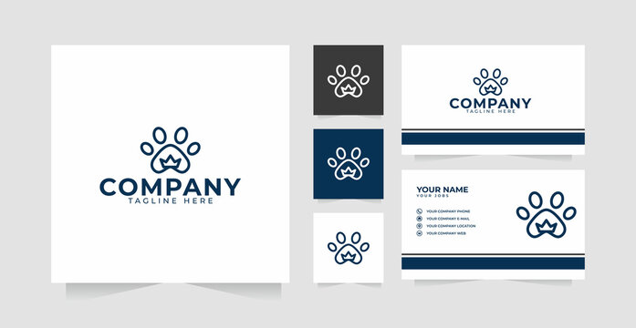 Paw king logo design inspiration and business card