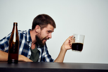 a person drinking beer alcohol emotion isolated background