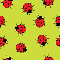 Fototapeta premium vector ladybug seamless pattern