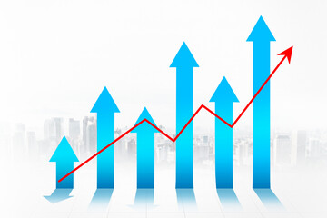 Increasing finance graph and upward arrow