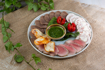 grilled meat with vegetables