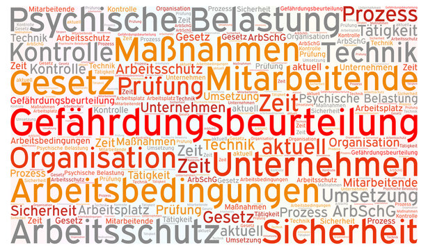 Wortwolke zum Thema Arbeitsschutz: Gef&auml;hrdungsbeurteilung psychischer Belastung 