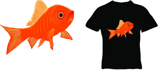 Goldfish vector illustration, ready for printing on a T-shirt, clothing, poster and other purposes.