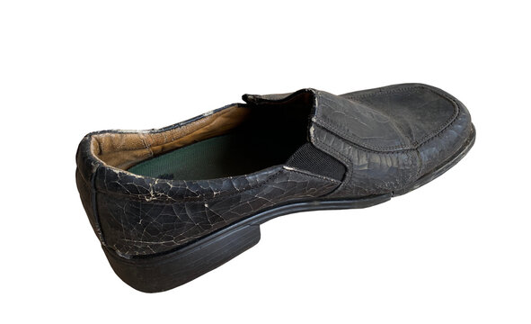 Close up retro old vintage leather shoe