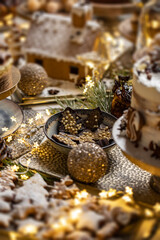 Obraz na płótnie Canvas Festive sweet Christmas table