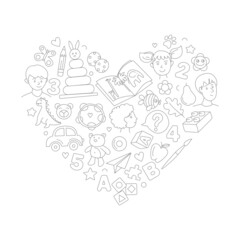 Preschool kindergarten Educational toys doodle line vector illustration pattern shape