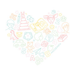 Preschool kindergarten Educational toys doodle line vector illustration pattern shape