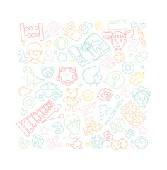 Preschool kindergarten Educational toys doodle line vector illustration pattern shape