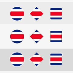 Costa Rica flag icons set, vector flag of Costa Rica.