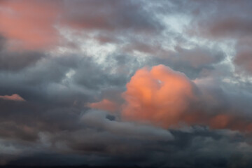 Dramatic Colorful View of Cloudscape during a sunset or sunrise. Taken on the West Coast of British Columbia, Canada.