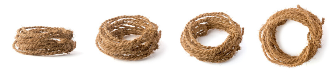 coconut coir fiber rope, handmade eco friendly waterproof strings collection different angles,...