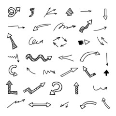 Vector set of hand-drawn arrows, elements for presentation
