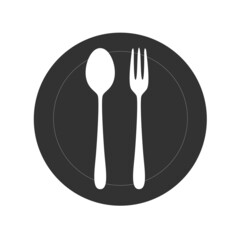 Restaurant utensil spoon plate fork. stock