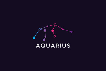 Astrological Sign Gradient Color Aquarius Logo Abstract