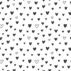 Seamless Pattern With Doodle Hand Drawn Valentine Hearts