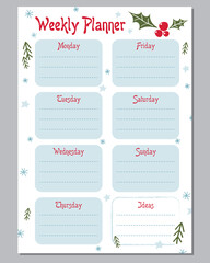 Weekly festive planner 2022, planner for print, holidays planner, organizer 