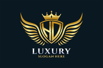 Luxury royal wing Letter KO crest Gold color Logo vector, Victory logo, crest logo, wing logo, vector logo template. - obrazy, fototapety, plakaty
