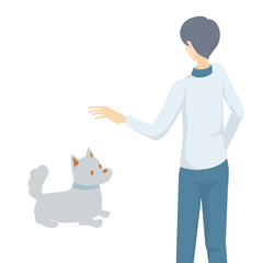 犬にしつけのトレーニングをする男性