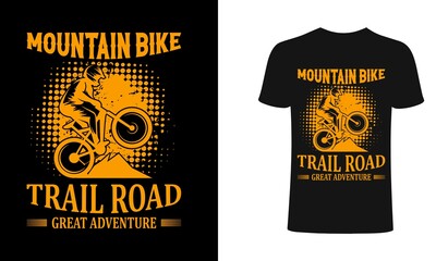 Mountain Bike Trail Road Great Adventure typography for clothes. Graphics for the print products, t-shirt, vintage sports apparel. Vector illustration, fashion, badge.