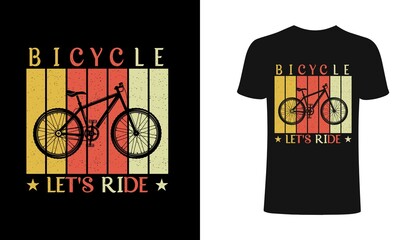 Bicycle lets ride typography for clothes. Graphics for the print products, t-shirt, vintage sports apparel. Vector illustration, fashion, badge.